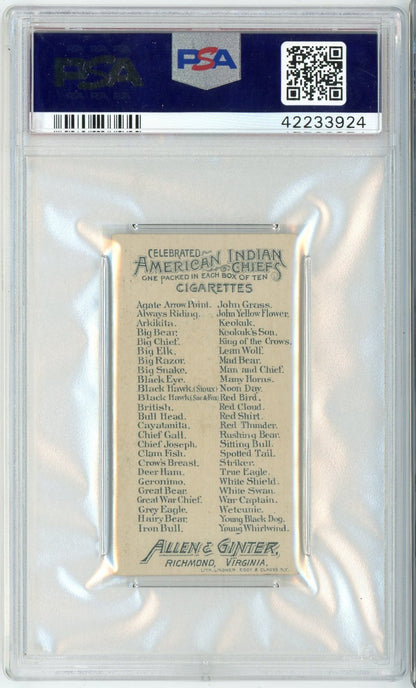 Graded 1888 Allen & Ginter American Indian Chiefs N2 Geronimo Baseball Tobacco Card PSA 5 Excellent