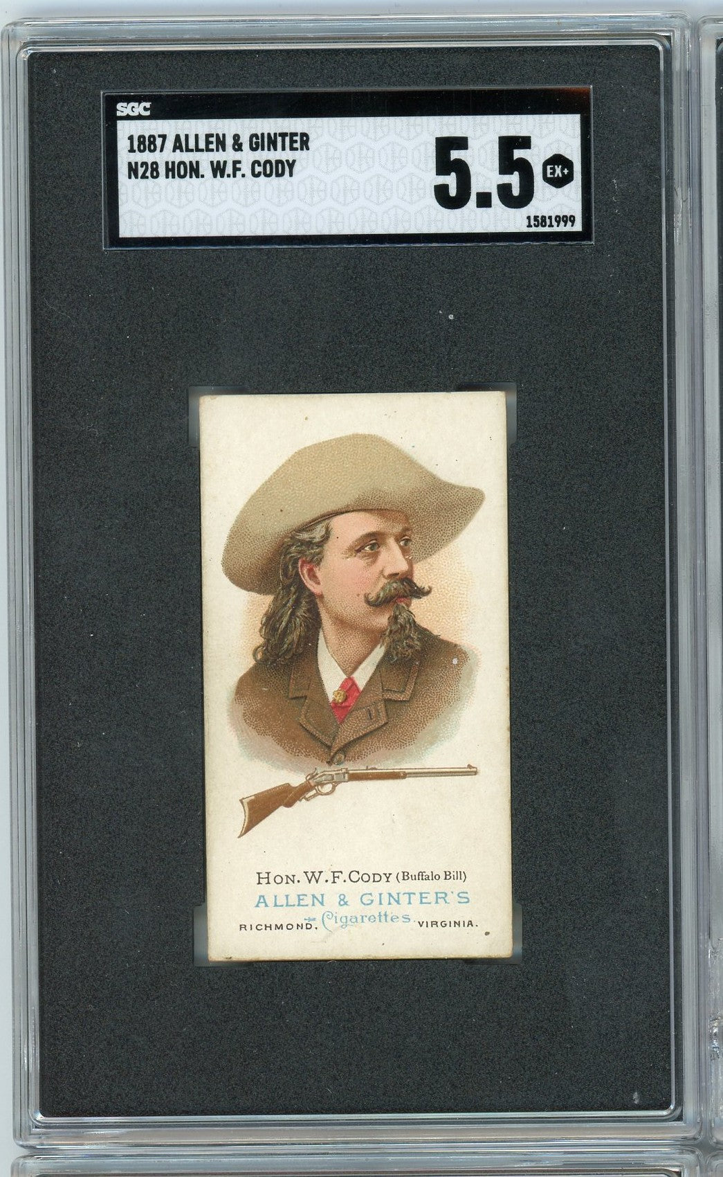 Graded 1887 Allen & Ginter N28 Hon. W.F. Cody Buffalo Bill Baseball Tobacco Card SGC 5.5 Excellent