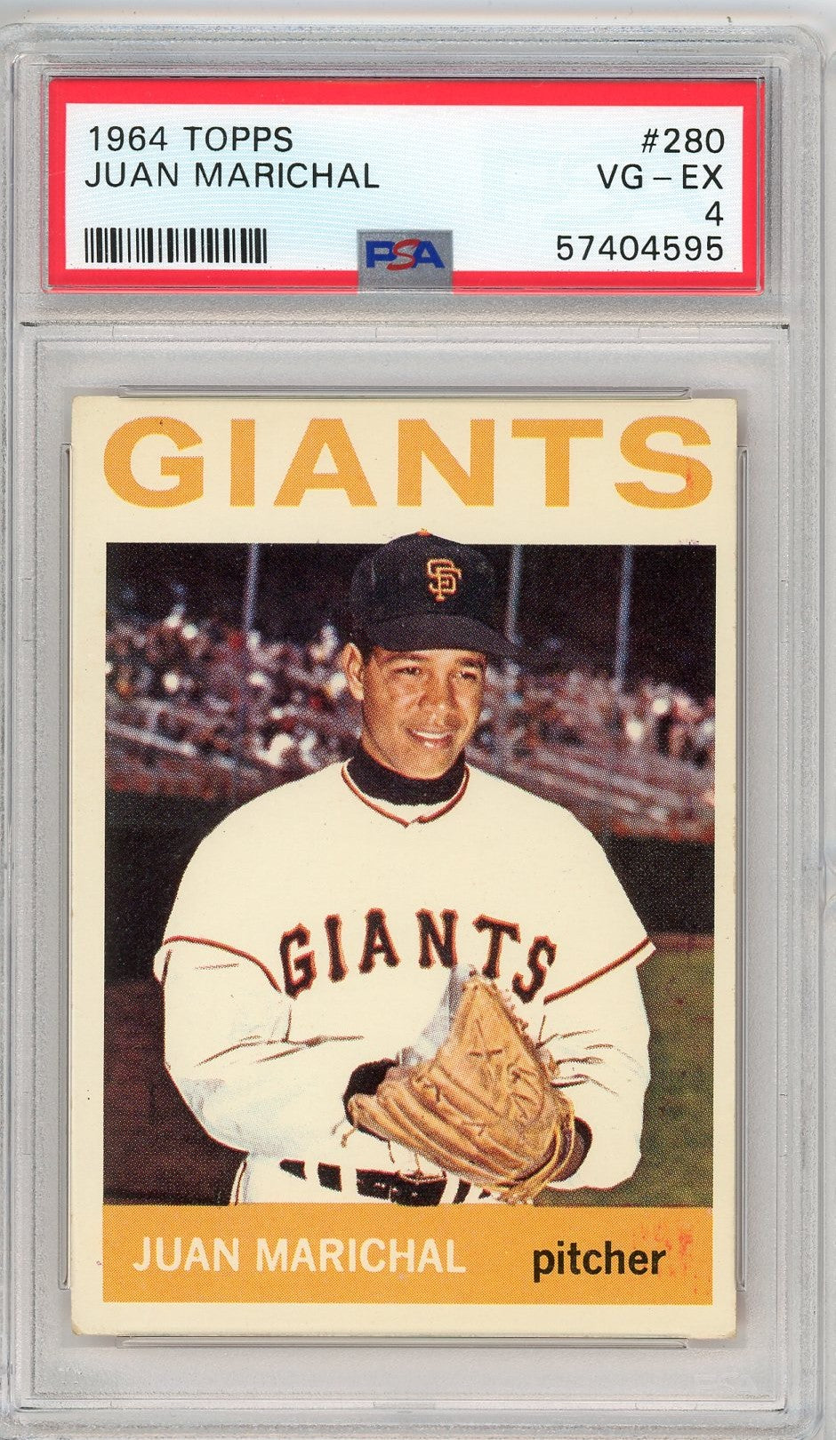 Graded 1964 Topps Juan Marichal #280 Baseball Card PSA 4 VG-EX