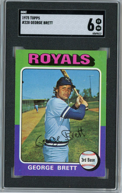 Graded 1975 Topps George Brett #228 Rookie RC Baseball Card SGC 6 EX-MT