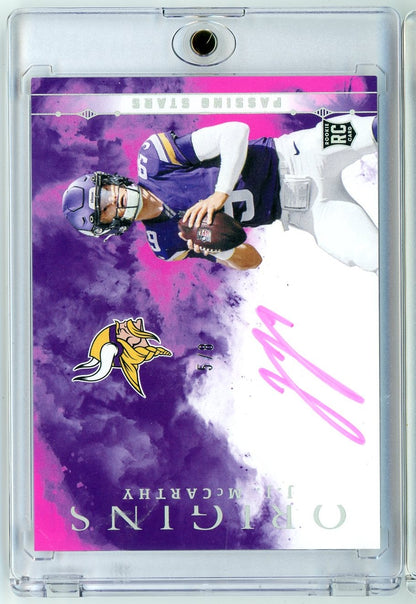 2024 Panini Origins FOTL JJ McCarthy #PSS-JMC #'/8 Passing Stars Pink Autograph Rookie RC Football Card