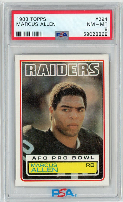 Graded 1983 Topps Marcus Allen #294 Rookie RC Football Card PSA 8 NM-MT