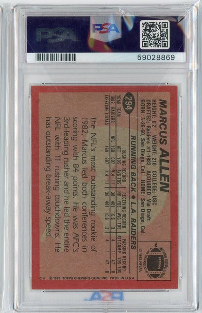 Graded 1983 Topps Marcus Allen #294 Rookie RC Football Card PSA 8 NM-MT