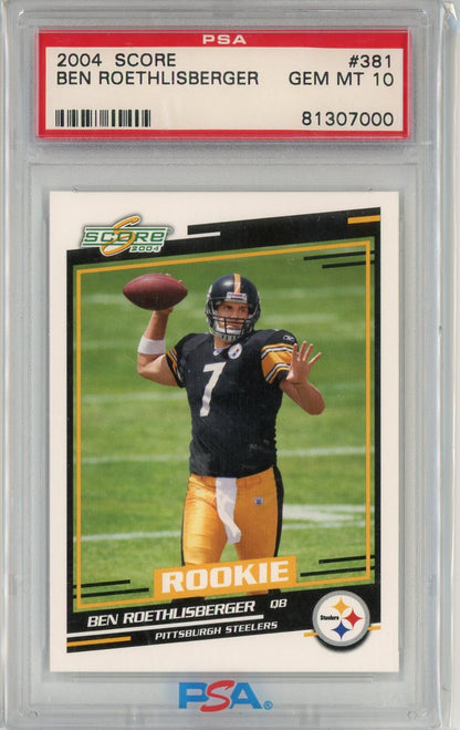 Graded 2004 Score Ben Roethlisberger #381 Rookie RC Football Card PSA 10 Gem Mint
