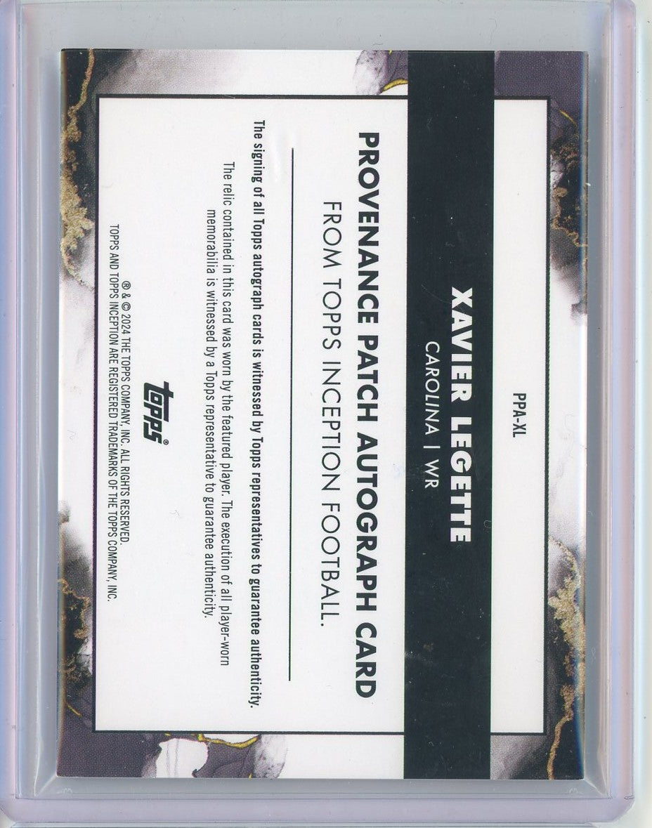 2024 Topps Inception Xavier Legette #PPA-XL Rookie Patch Auto RPA /50 Rookie RC Football Card