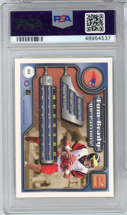 Graded 2000 Pacific Aurora Tom Brady #84 Rookie RC Football Card PSA 8 NM-MT