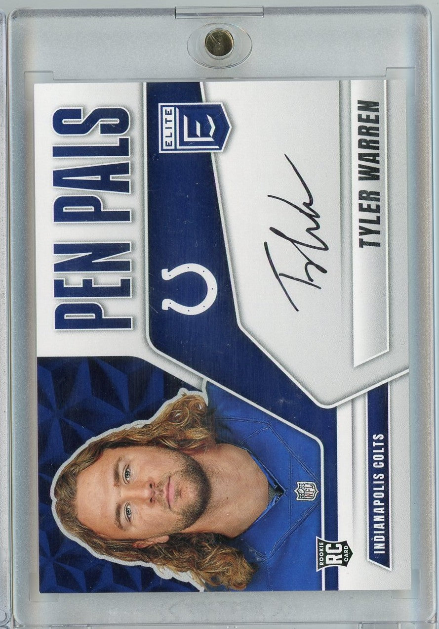 2025 Donruss Elite Pen Pals Tyler Warren #PPTWA Auto Rookie RC Football Card