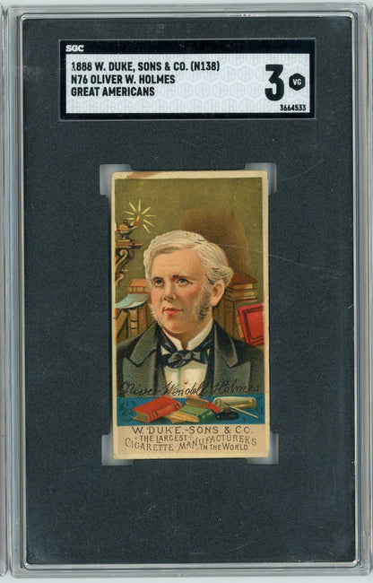 Graded 1888 N76 W. Duke, Sons & Co. Great Americans #OWH Oliver W. Holmes Baseball Tobacco Card SGC 3