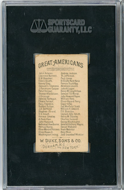 Graded 1888 N76 W. Duke, Sons & Co. Great Americans #BW Benjamin West Baseball Tobacco Card SGC 4