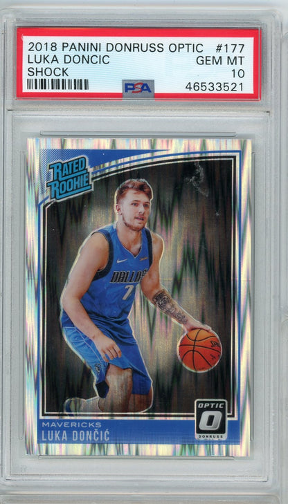 Graded 2018 Panini Donruss Optic Luka Doncic #177 Shock Rookie RC Basketball Card PSA 10 Gem Mint