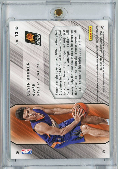 2015 Panini Absolute Devin Booker #13 13/25 Tools of the Trade Player Worn Relic Rookie RC Basketball Card