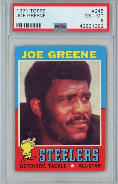 Graded 1971 Topps Joe Greene #245 Rookie RC Football Card PSA 6 EX-MT