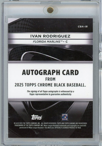 2025 Topps Chrome Black Ivan Pudge Rodriguez #CBA-IR /50 Gold Mini Diamond Auto Baseball Card