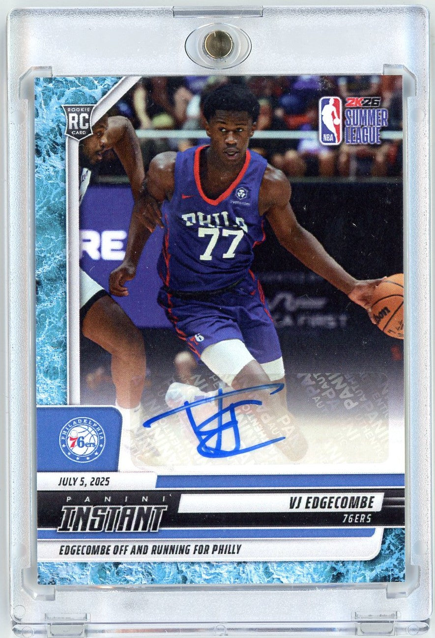 2025 Panini Instant VJ Edgecombe #1 Summer League Debut #/10 Water Auto Autograph Rookie RC Basketball Card
