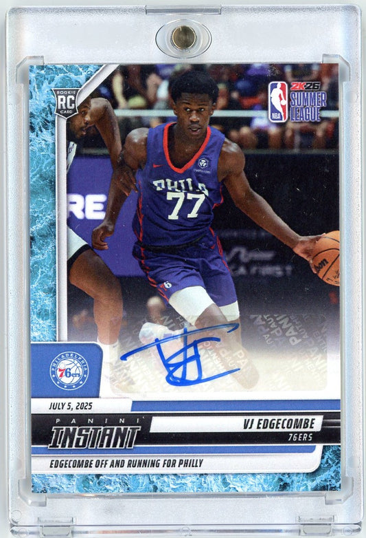 2025 Panini Instant VJ Edgecombe #1 Summer League Debut #/10 Water Auto Autograph Rookie RC Basketball Card