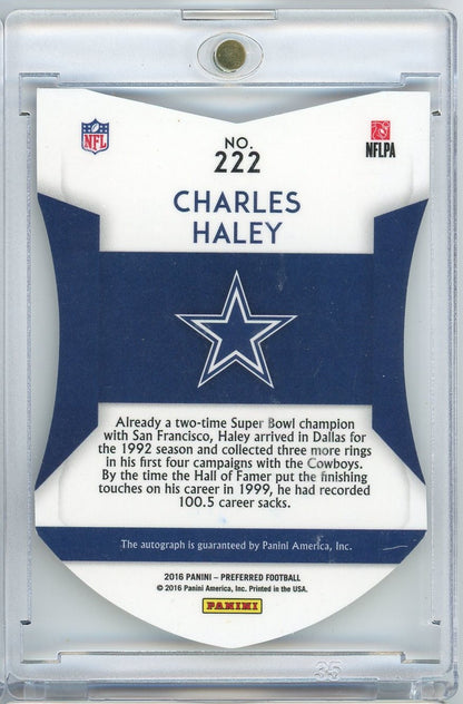 2016 Panini Preferred Football Color Guard Purple Charles Haley #222 /25 Auto Football Card