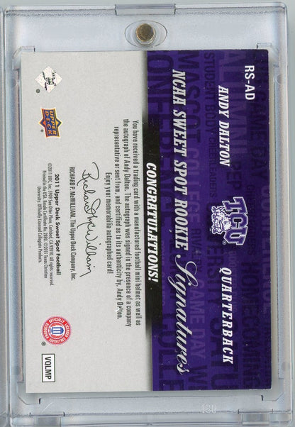 2011 Upper Deck Sweet Spot Football Andy Dalton #RSAD /75 Autograph Rookie RC Football Card