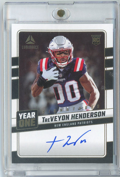 2025 Panini Luminance Year One Signatures TreVeyon Henderson #YOS-THN Auto New England Patriots Rookie RC Football Card