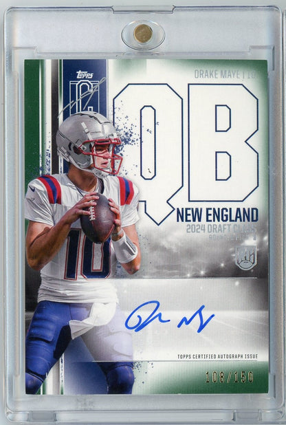2024 Topps Signature Class Drake Maye #RCADM Green Foil Auto /150 Rookie RC Football Card