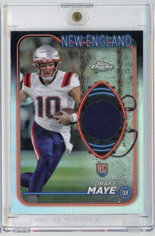 2024 Topps Chrome Rookie Relic Drake Maye #CRR-DM Player Worn Relic Rookie RC Football Card