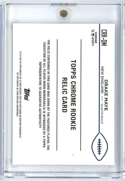 2024 Topps Chrome Rookie Relic Drake Maye #CRR-DM Player Worn Relic Rookie RC Football Card