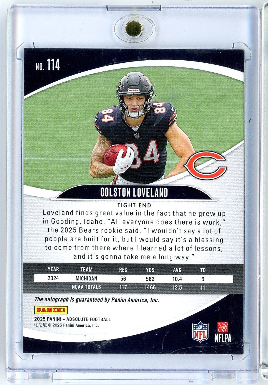 2025 Panini Absolute Colston Loveland #114 Auto Rookie RC Football Card