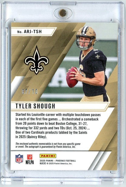 2025 Panini Phoenix Ascension Tyler Shough #ARJTSH /10 RPA Auto Rookie RC Football Card