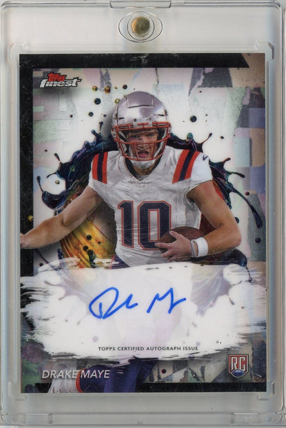 2024 Topps Finest Drake Maye #RFA-DM Auto New England Patriots Rookie RC Football Card