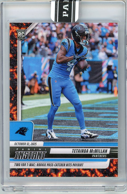 2025 Panini Instant Tetairoa McMillan #143 Magma 1/1 Carolina Panthers Rookie RC Football Card