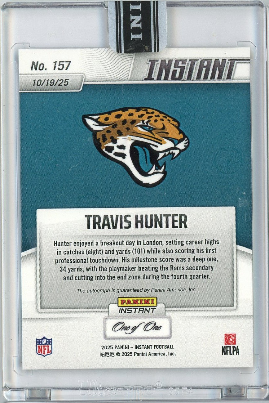 2025 Panini Instant Travis Hunter #157 Magma Auto 1/1 Jacksonville Jaguars Rookie RC Football Card