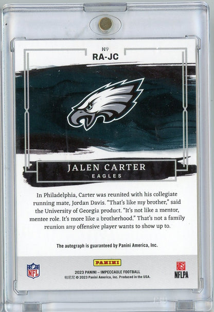 2023 Panini Impeccable Jalen Carter #RA-JC /99 Rookie Autographs Auto Rookie RC Football Card