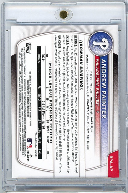 2025 Bowman Andrew Painter #BPAAP /250 Purple Autograph Rookie RC Baseball Card
