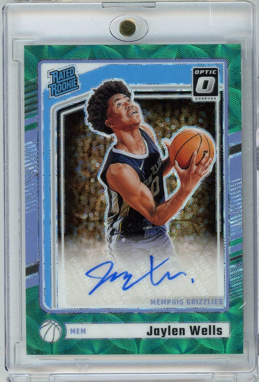 2024 Donruss Optic Jaylen Wells #327 /25 Green Scope Auto Rookie RC Basketball Card