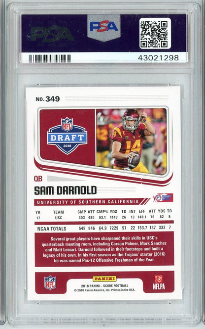 Graded 2018 Panini Score Sam Darnold #349 Rookie RC Football Card PSA 10 Gem Mint