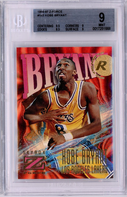 Graded 1996-97 Z Force Kobe Bryant #142 Rookie RC Basketball Card BGS 9 Mint