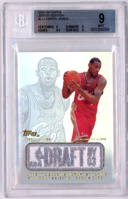 Graded 2003 Topps Jersey Edition LeBron James #LJ Rookie RC Basketball Card BGS 9 Mint