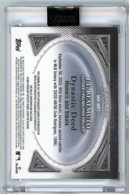 2023 Topps Dynasty JT J.T. Realmuto #DAPJRE1 10/10 Dynastic Deed Relic Auto Baseball Card