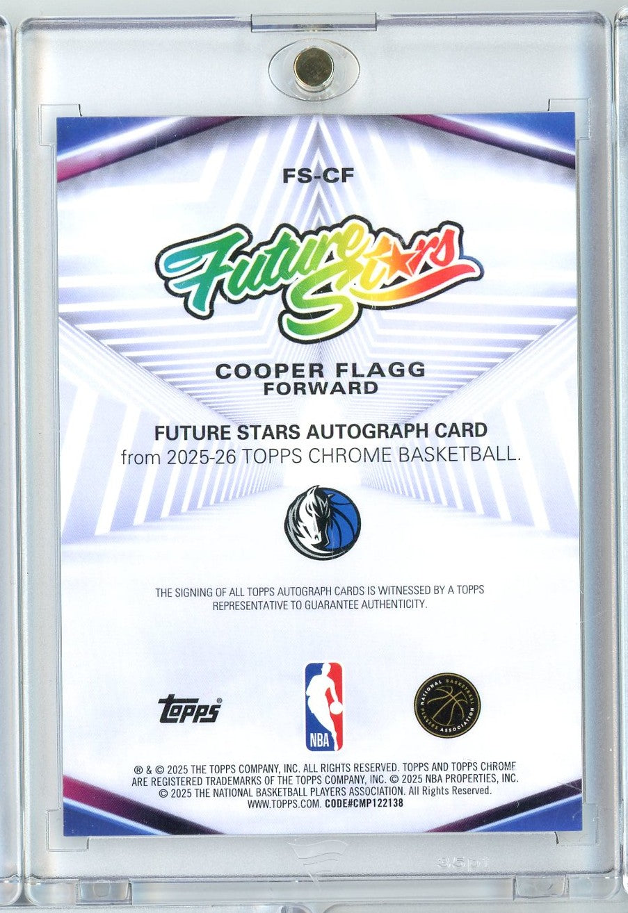 2025 Topps Cooper Flagg #FSCF Future Stars Auto Dallas Mavericks Rookie RC Basketball Card