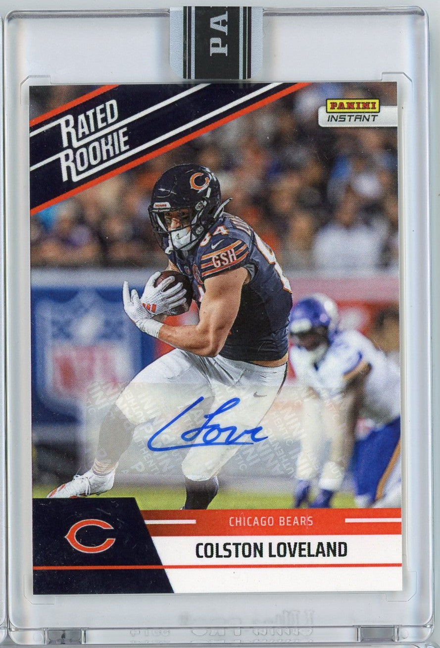 2025 Panini Instant NFL Colston Loveland #4 Rated Rookie Retro Auto /99 Chicago Bears Rookie RC Football Card