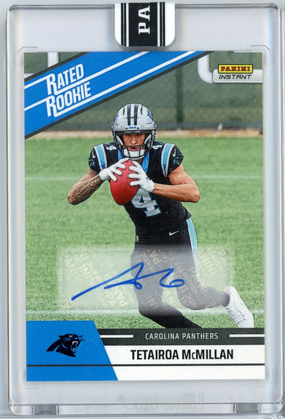 2025 Panini Instant NFL Tetairoa McMillan #24 Rated Retro Rookie Auto /99 Carolina Panthers Rookie RC Football Card