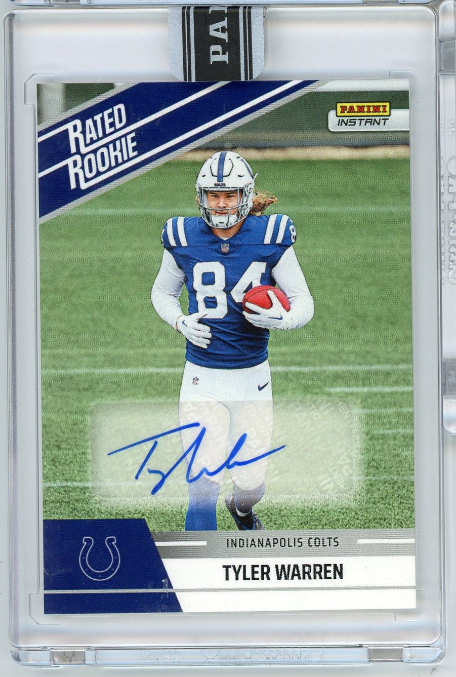 2025 Panini Instant NFL Tyler Warren #31 Rated Retro Rookie Auto /99 Indianapolis Colts Rookie RC Football Card