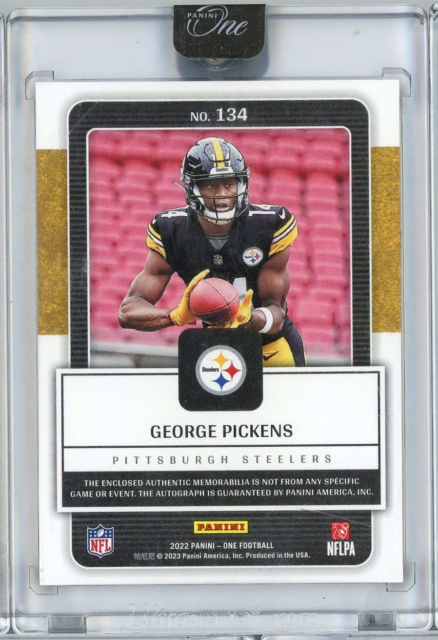 2022 Panini One George Pickens #134 /49 Rookie Patch Auto RPA Rookie RC Football Card