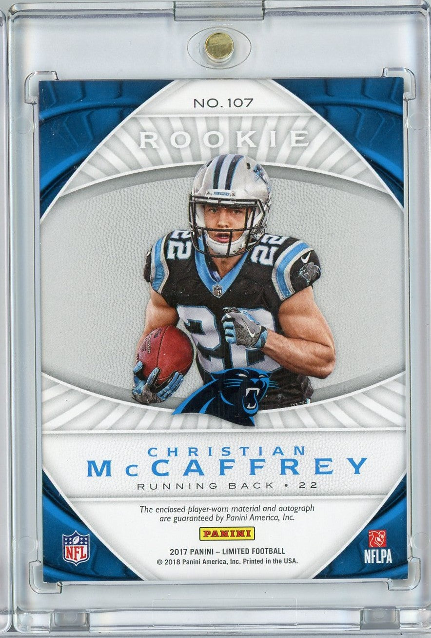 2017 Panini Limited Christian McCaffrey #107 /225 Rookie Patch Auto Rookie RC Football Card