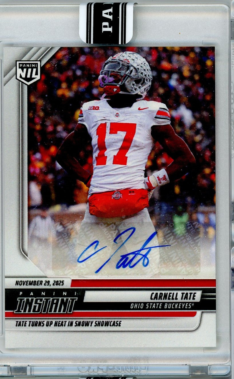 2025 Panini Instant Carnell Tate #CTC Auto /99 Ohio State Buckeyes Rookie RC Football Card