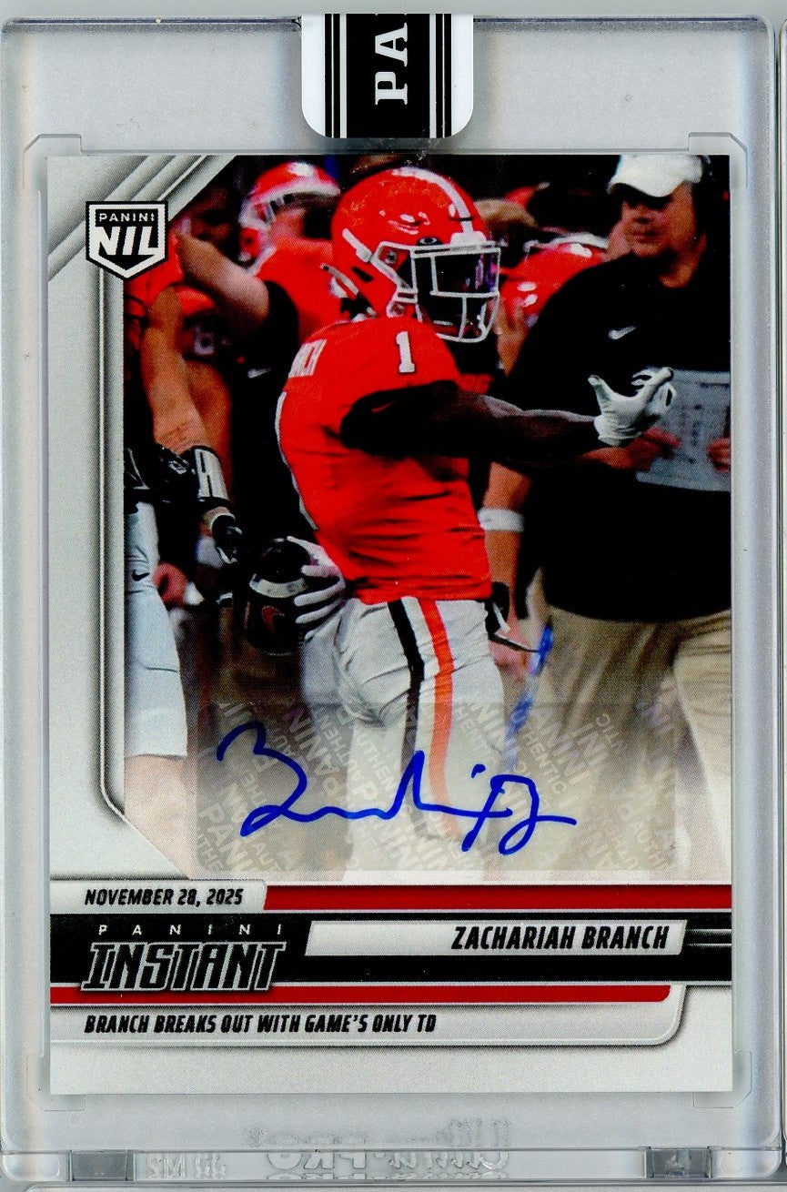 2025 Panini Instant Zachariah Branch #ZBA Auto Georgia Bulldogs Rookie RC Football Card