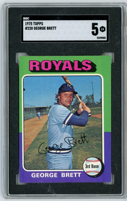 Graded 1975 Topps George Brett #228 Rookie RC Baseball Card SGC 5 Excellent