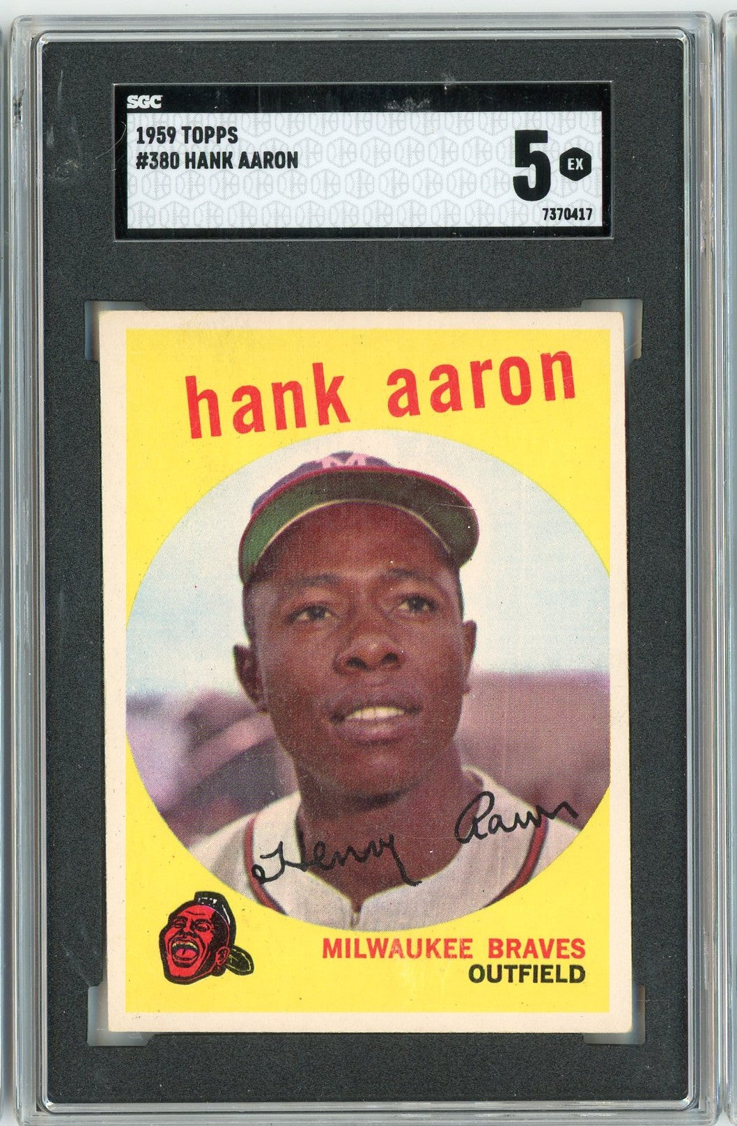 Graded 1959 Topps Hank Aaron #380 Baseball Card SGC 5 Excellent