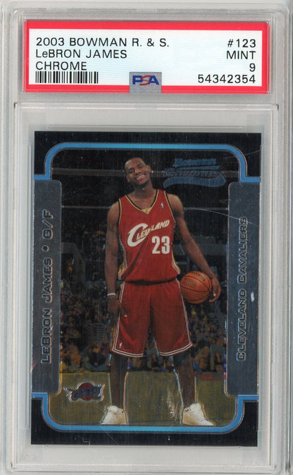 Graded 2003 Bowman Chrome Rookies & Stars LeBron James #123 Rookie RC Basketball Card PSA 9 Mint