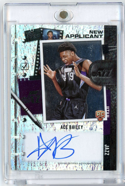2025 Topps Ace Bailey #NAAB New Applicant Holo Auto Utah Jazz Rookie RC Basketball Card