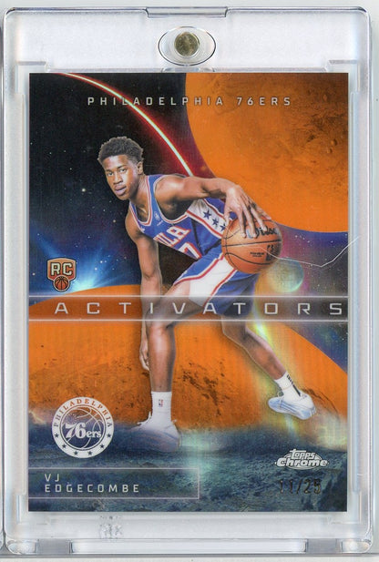 2025 Topps Chrome VJ Edgecombe #AC13 /25 Activators Orange Refractor Rookie RC Basketball Card